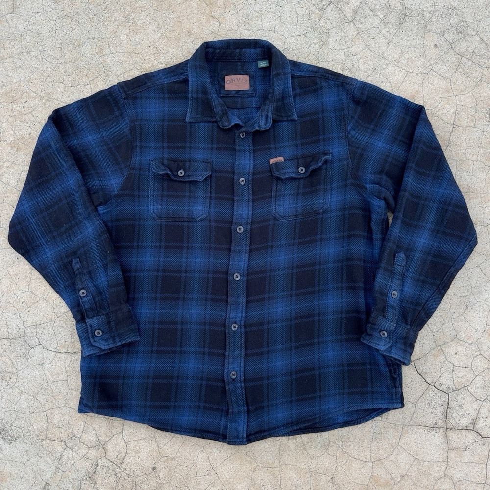 Orvis Heavyweight‎ Flannel Shirt Shacket Men's XL Plaid Pockets Casual Outdoor